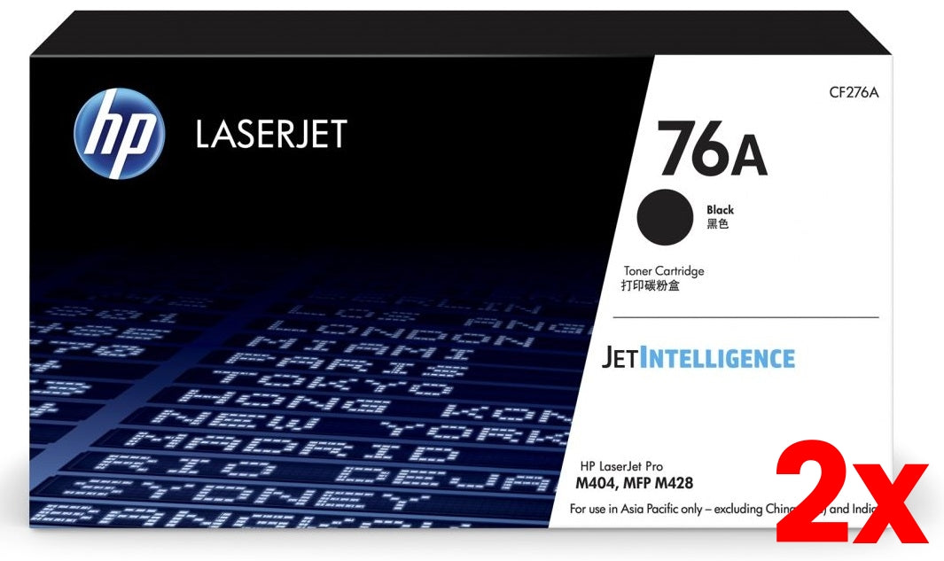 2 X Genuine HP 76A CF276A Black Toner Cartridge / HP M404 / M428 / 3,000 Page