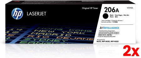 2 X Genuine HP 206A W2110A Black Toner Cartridge PRO M255 / M282 / M283 / 1,350 Pages