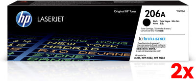 2 X Genuine HP 206A W2110A Black Toner Cartridge PRO M255 / M282 / M283 / 1,350 Page