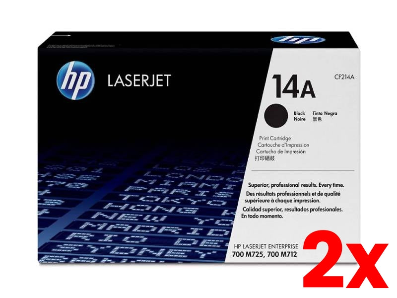 2 X Genuine HP CF214A 14A Black Toner Cartridge 10,000 Page