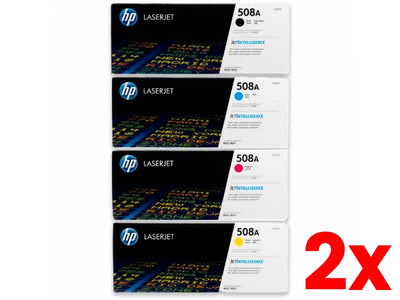 2 X Genuine 4 Pack HP 508A Toner Cartridges CF360A-CF363A 1BK,1C,1M,1Y