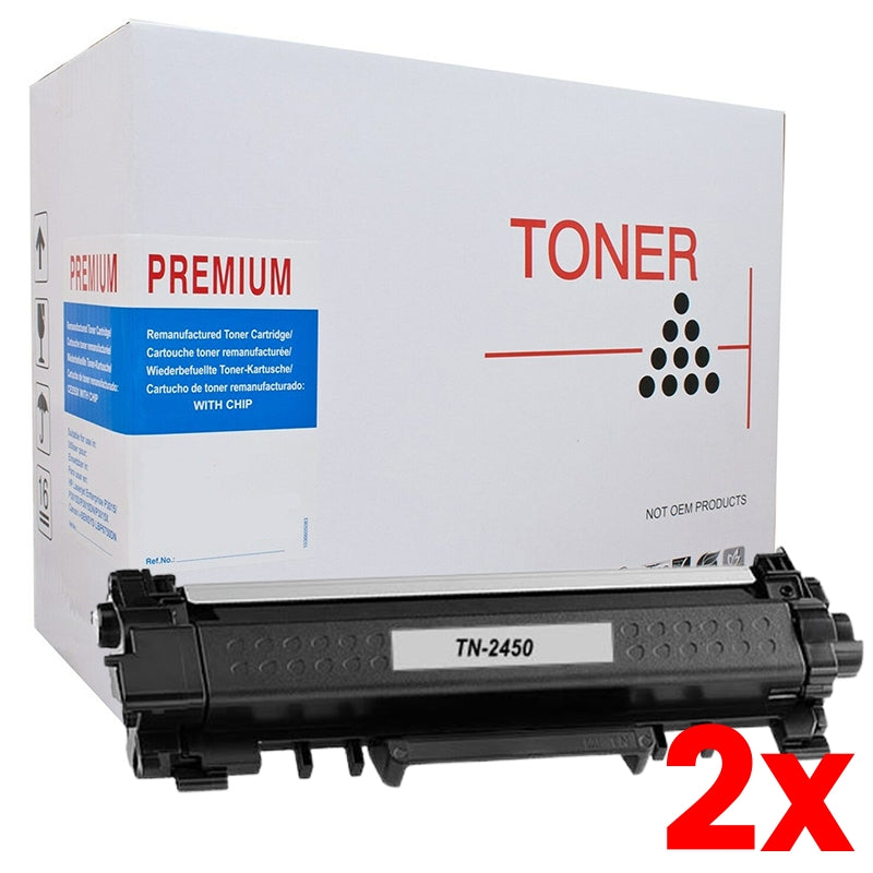 2 X Brother TN-2450 Generic White Box Toner cartridge 3,000 Pages - BUY 5 GET 1 FREE
