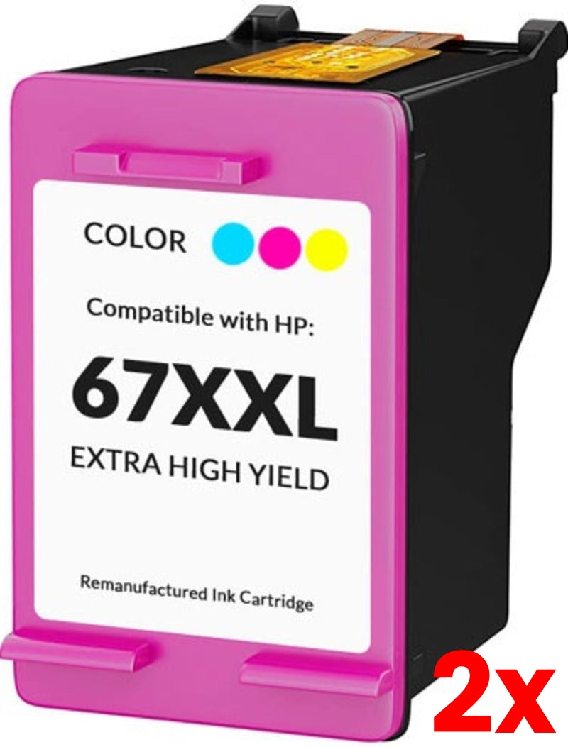 2 X HP 67XXL Compatible Tri-Color Ink Cartridge 200 Print