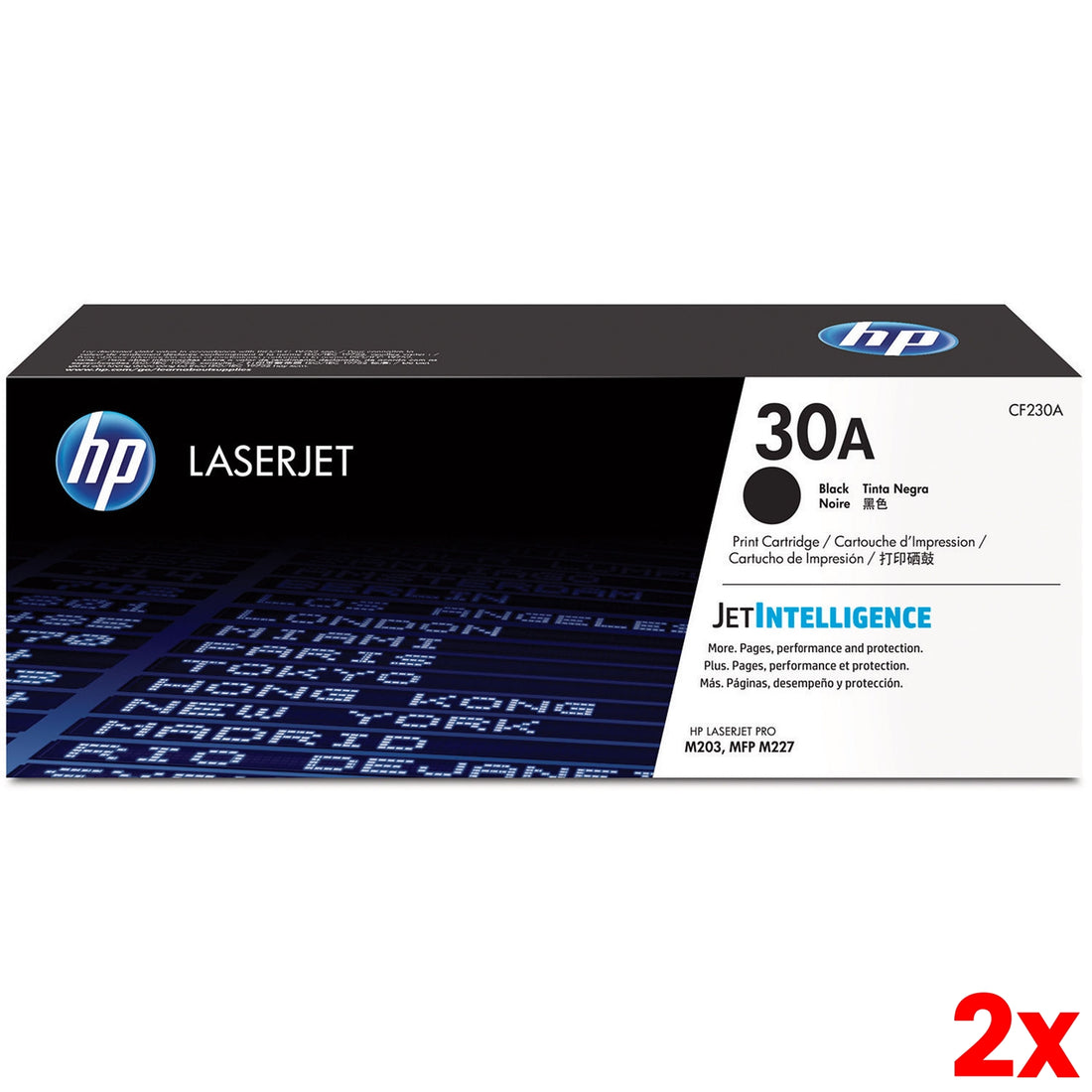 2 X Genuine HP 30A CF230A Toner Cartridge 1,600 Print