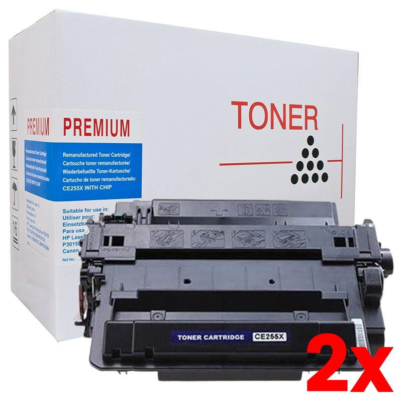 2 X White Box Premium HP 55X CE255X Toner Cartridge 12,000 Page