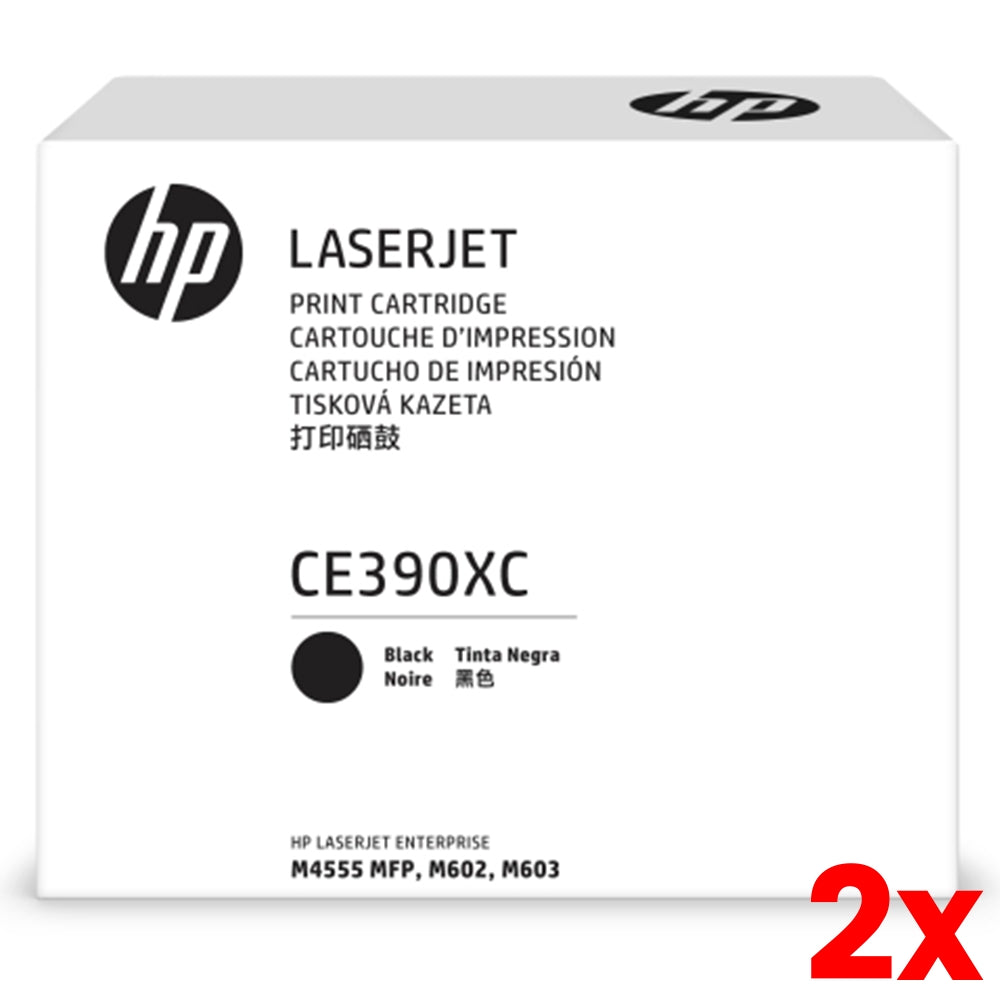 2 X Genuine HP 90X CE390XC Black Contract Toner Cartridge 24,000 Print
