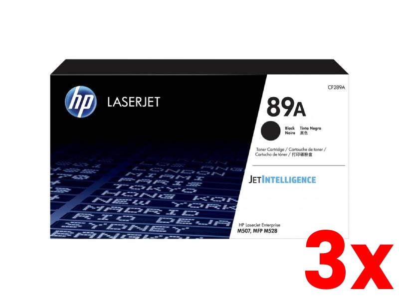 3 X Genuine HP 89A CF289A Black Toner Cartridge 5000 Print