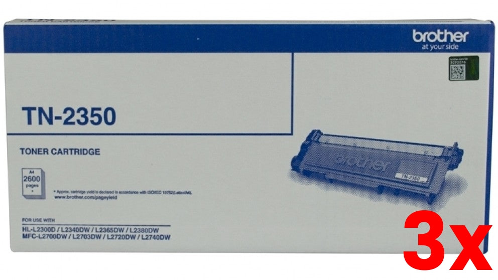 3 X Genuine Brother TN-2350 toner cartridge 2,600 page