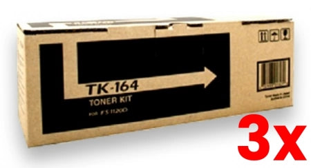 3 X Genuine Kyocera TK164 Black Toner Kit 2,500 Prints