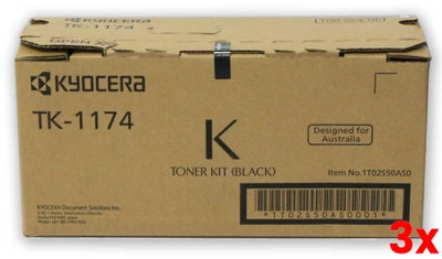 3 X Genuine Kyocera TK1174 Toner Kit 7,200 Pages