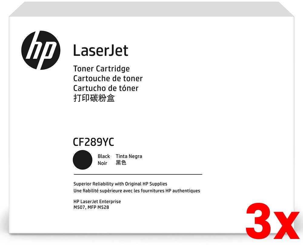 3 X Genuine HP CF289YC Black Contract Toner Cartridge 20,000 Prints