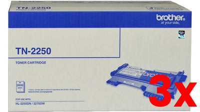 3 X Genuine Brother TN2250 Toner Cartridge 2600 Print