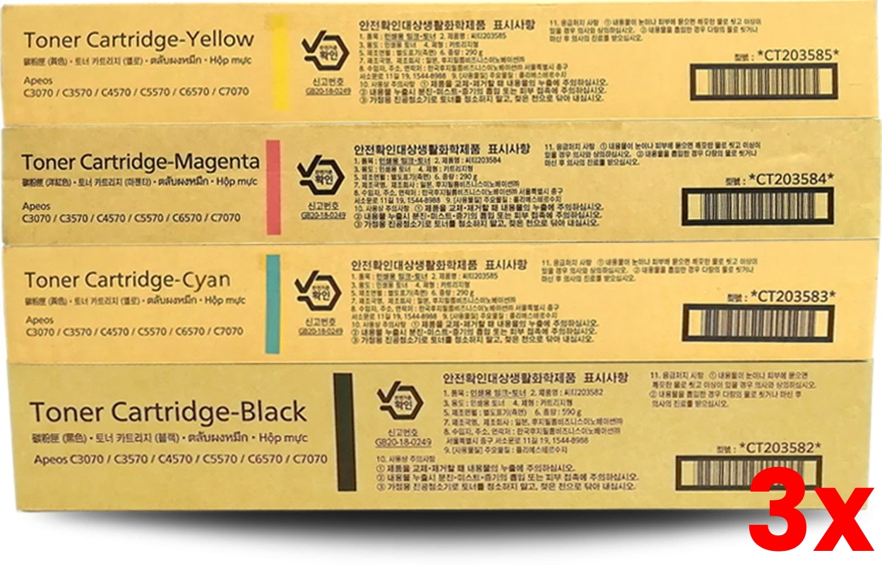 3 X Genuine 4-Pack Fujifilm CT203582-CT203585 Toner Cartridges C3070, C3570, C4570, C5570