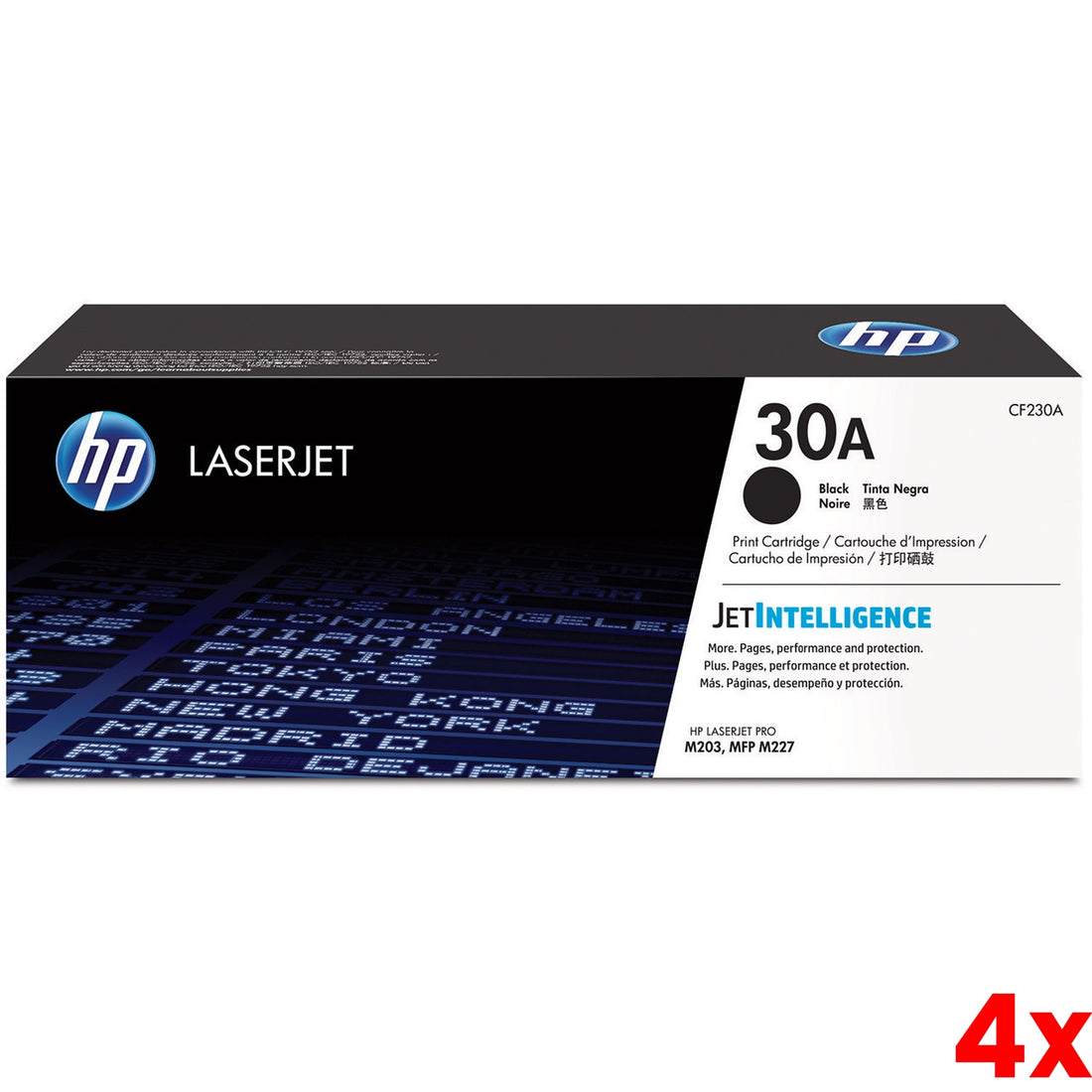 4 X Genuine HP 30A CF230A Toner Cartridge 1,600 Print