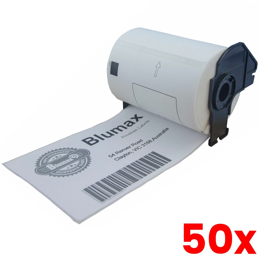 50 X Brother DK-11241 Compatible Thermal Die-Cut Labels W/Holder 200/Roll 102 x 152m