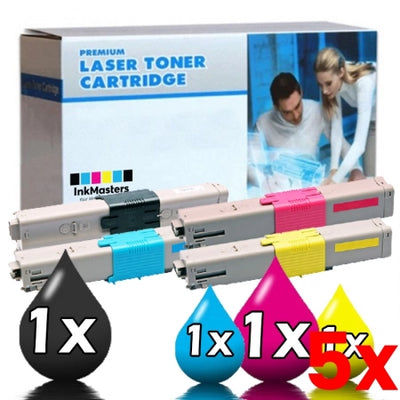 5 X Compatible 4 Pack OKI C301, MC342, C321 Toner Set 44973545-44973548 1BK+1C+1M+1Y