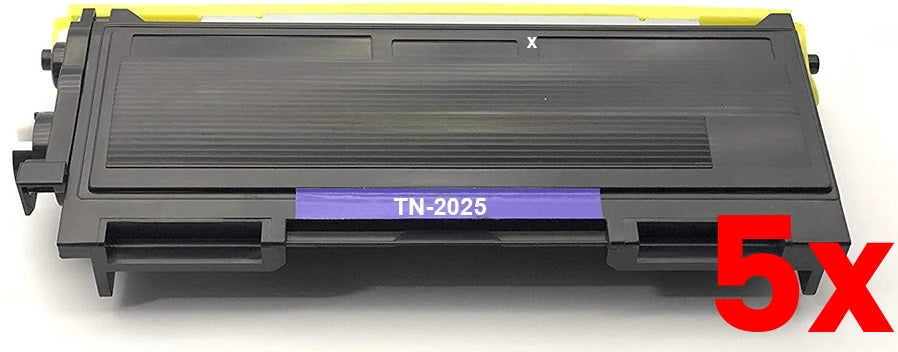 5 X Brother TN-2025 Black Toner Cartridge Compatible 2,500 Page