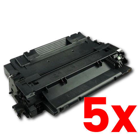 5 X HP 55X CE255X Compatible Toner Cartridge 12,000 Page