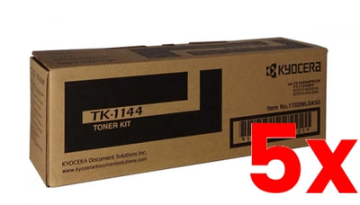 5 X Genuine Kyocera TK1144 Black Toner Kit 7,200 Prints