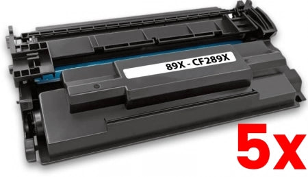 5 X HP 89X CF289X Compatible Black Toner With Chip 10,000 Prints