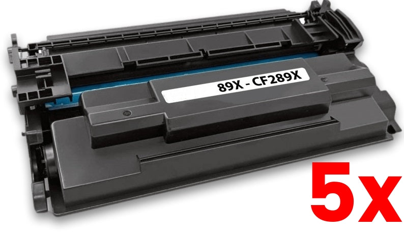5 X HP 89X CF289X Compatible Black Toner With Chip 10,000 Print