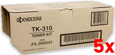 5 X Genuine Kyocera TK310 Black Toner Kit 12,000 Prints