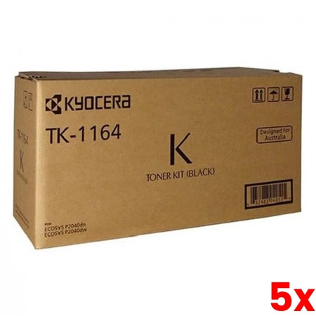 5 X Genuine Kyocera TK1164 Toner kit 7,200 Pages ECOSYS P2040DN P2040DW