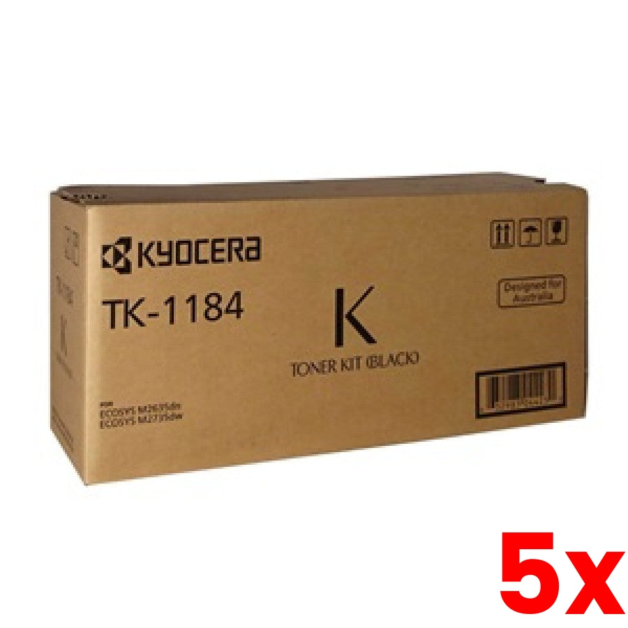 5 X Genuine Kyocera TK1184 Toner Kit 3,000 Page