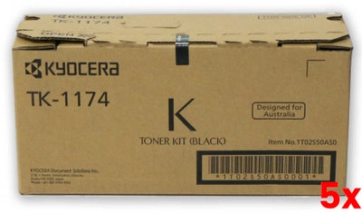 5 X Genuine Kyocera TK1174 Toner Kit 7,200 Pages