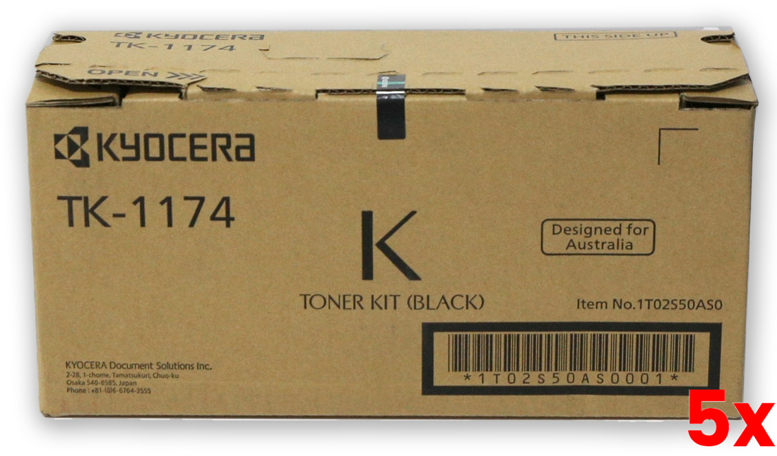 5 X Genuine Kyocera TK1174 Toner Kit 7,200 Page