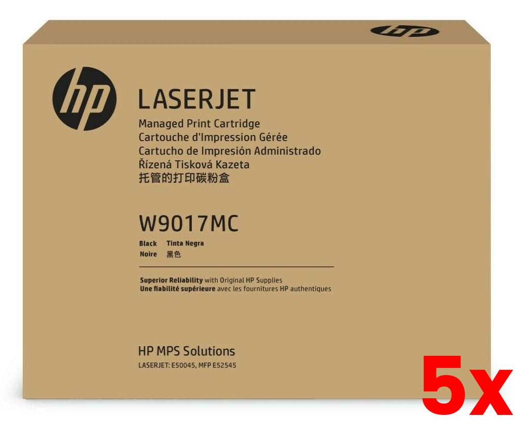 5 X Genuine HP W9017MC Toner Cartridge 22,500 Pages E50045 E52545