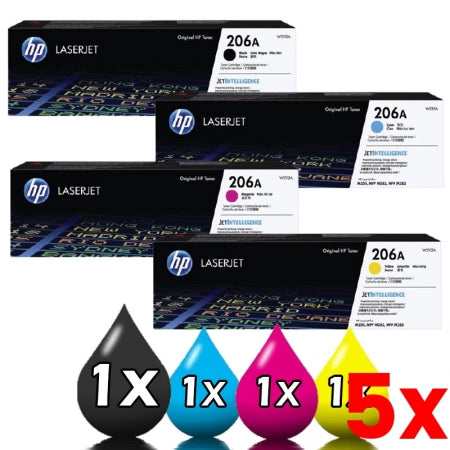 5 X Genuine 4 Pack HP 206A Toner Cartridges W2110A-W2113A PRO M255 M282 M283 1BK,1C,1M,1