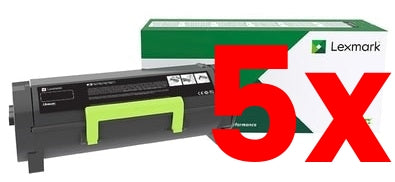 5 X Genuine Lexmark 56F6X0E Toner 20,000 Page