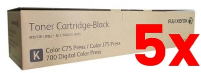 5 X Genuine Fuji Xerox CT201243 Black Toner Cartridge Digital Color Press C75 / 700i 17,000 pages