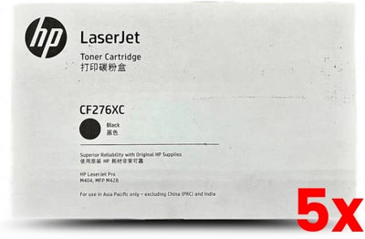 5 X Genuine HP 76XC CF276XC Toner Cartridge 18,000 Pages Extra High Capacity Contract Box