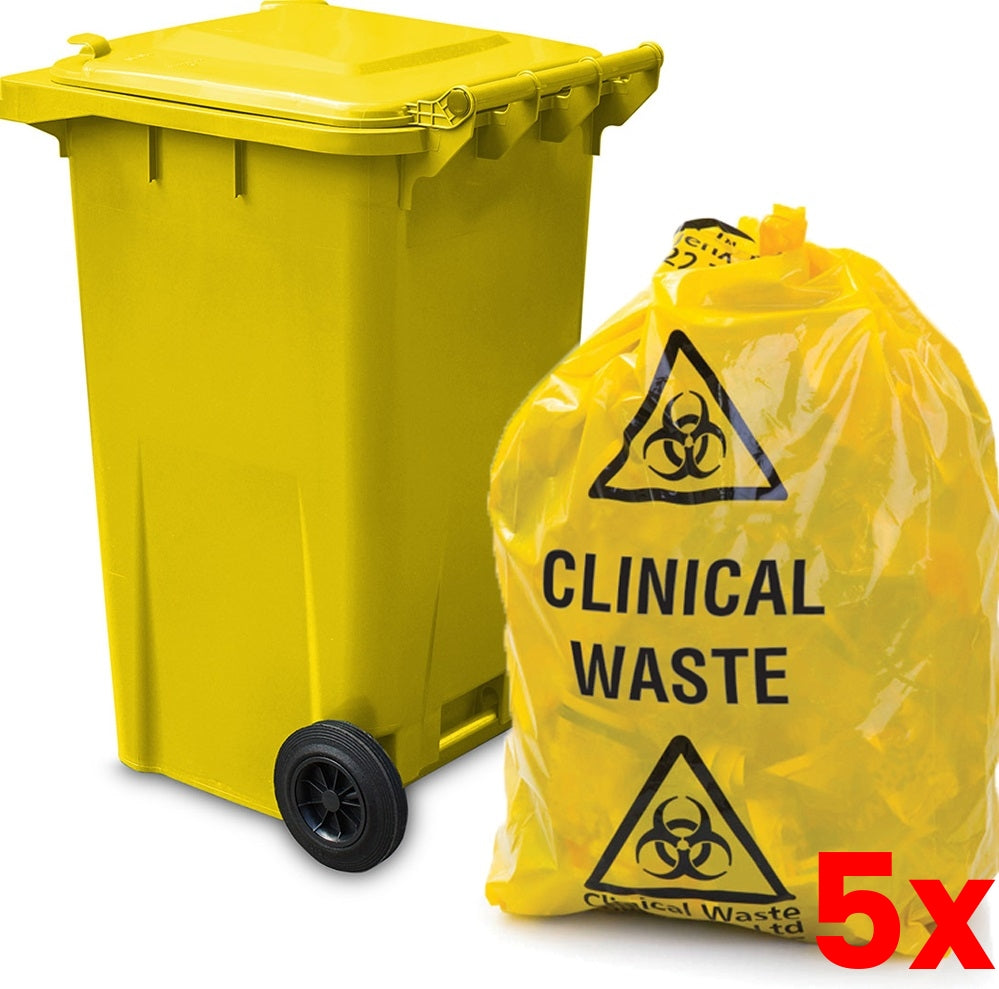 5 X 240L Clinical Waste Bags HDPE / 27um / Carton of 100