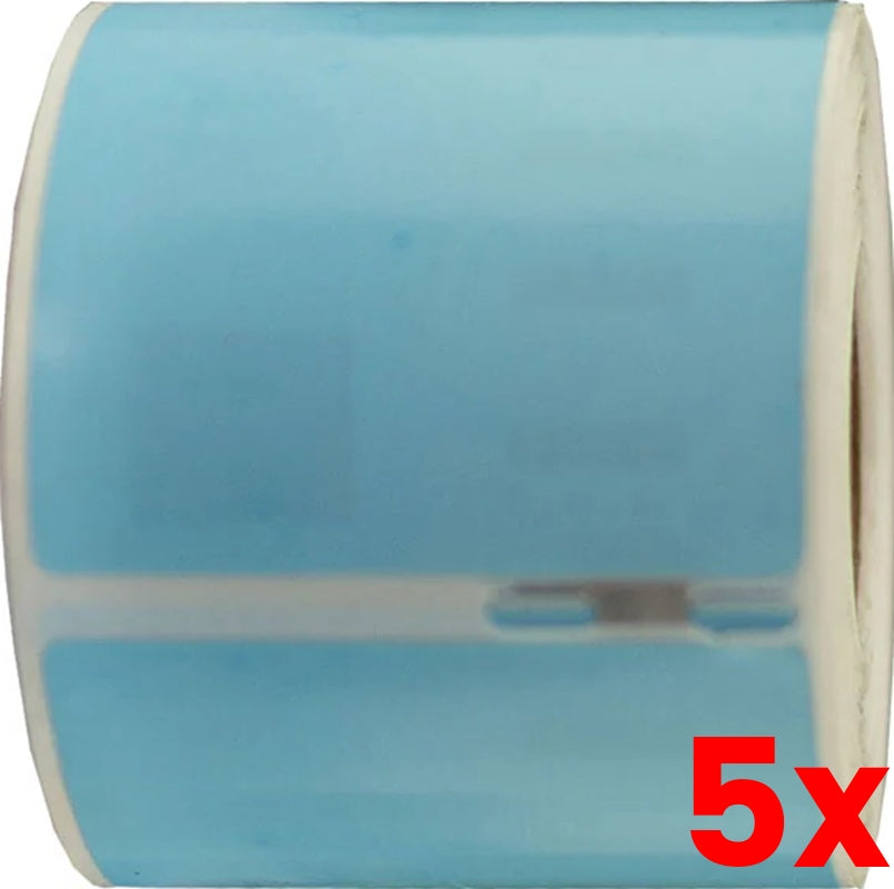 5 X Compatible Dymo SD99014 S0722430 54mm x 101mm Blue Shipping/Badge Thermal Ship Label Roll - 220 labels per rol