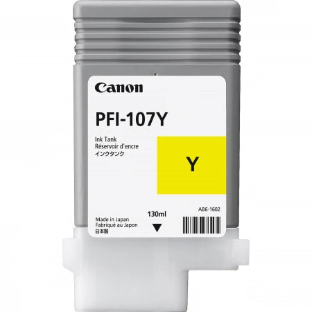 Genuine Canon PFI107Y Yellow Ink Cartridge 130ml 1.5K Print Yield