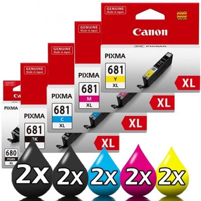 Genuine 10 Pack Canon PGI680XL/CLI681XL High Yield Ink Cartridges 2BK 2C 2M 2PHB 2Y