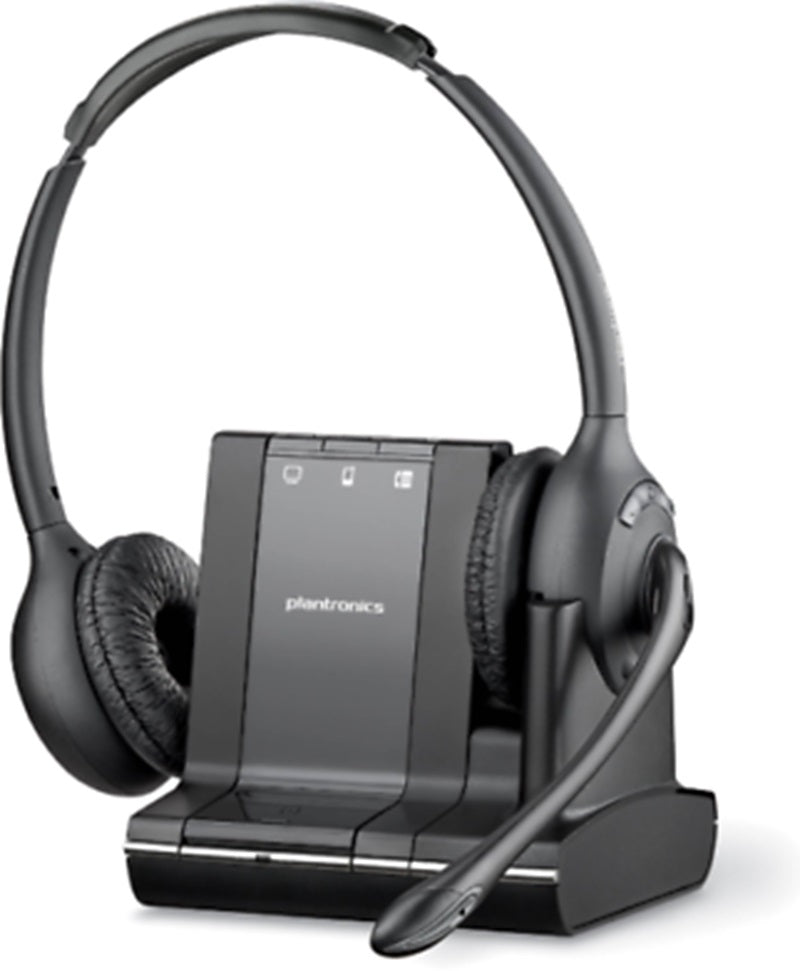 Plantronics Savi W710 DUO Wireless Headsets, Base, AC Adapter, Phone Interface Cable Refurbished