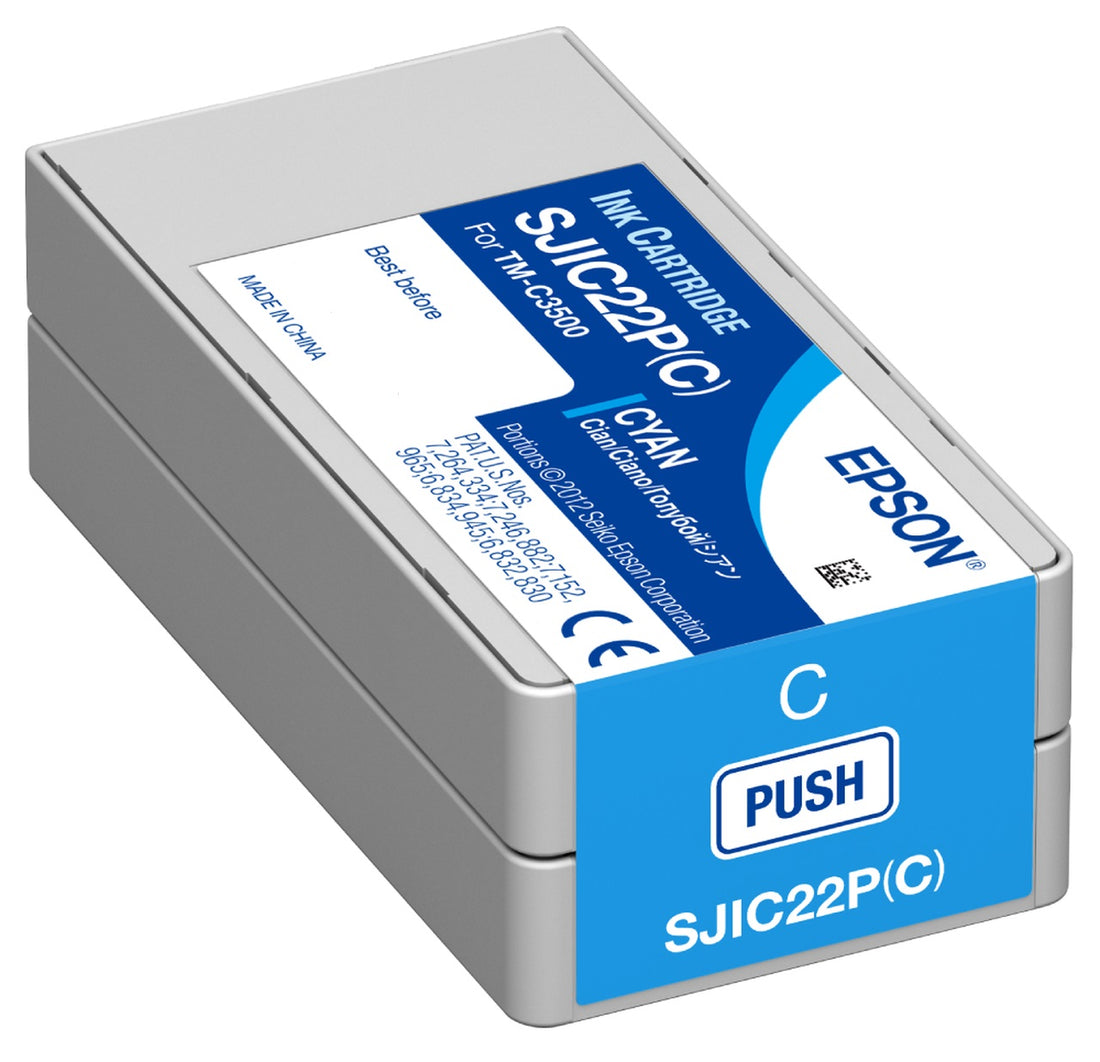 Genuine Epson SJIC22P(C) Cyan Ink Cartridge (C33S020581)