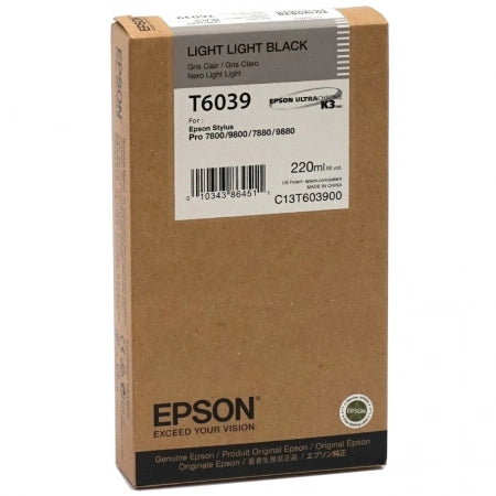 Epson T6039 C13T603900 Light Light Black Genuine Ink Cartridge 220ML