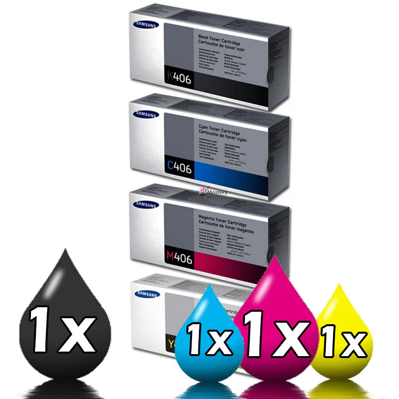 Genuine 4 Pack Samsung Toner Cartridges 1BK,1C,1M,1Y (CLTP406C)