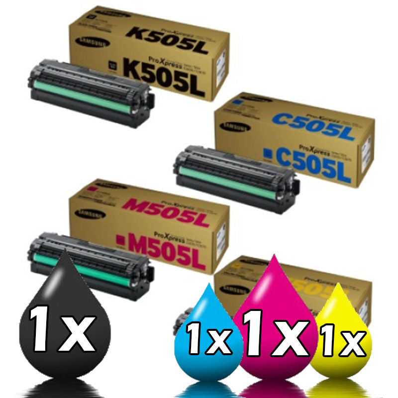 Genuine 4 Pack Samsung Toner Cartridges 1BK,1C,1M,1Y (CLT505L)