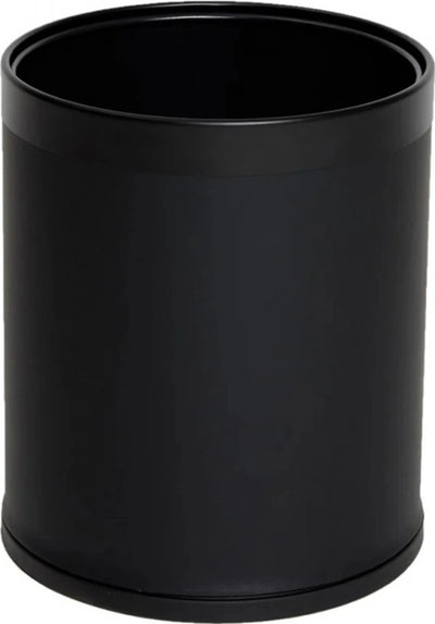 10L Compass Rubbish Bin - Round Leather - Black - 225 Diameter x 270mmH