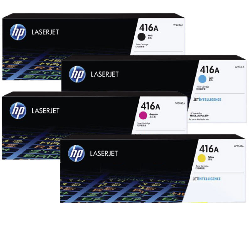 Genuine Pack of 4 HP 416A Toner Cartridges W2040A-W2043A 1BK,1C,1M,1Y