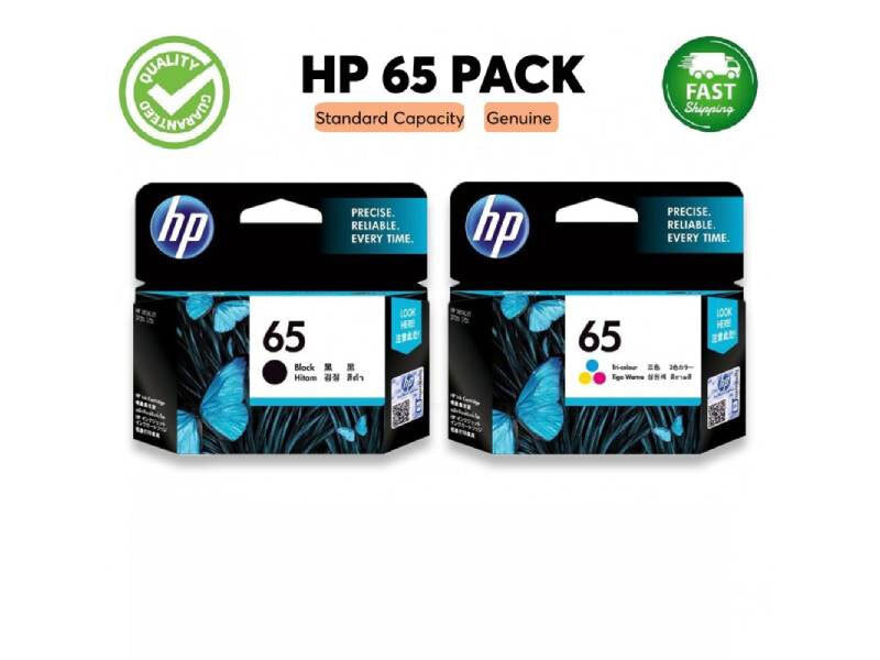 2 Pack Genuine HP 65 Black &amp; Colour Ink Cartridges [1BK,1CLR]