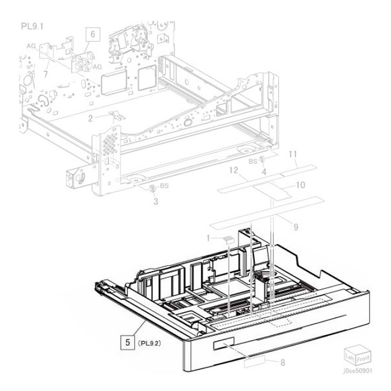 Fuji Xerox 050K70472 / 050K70473 Tray 1 Assembly (V C7775, C6675, C5575, C4475, C3375, C3373 C2275, V C7776, V C6676, V C5576, V C4476, V C3376, V C3374, V C2276)