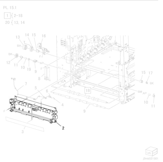 Fuji Xerox Registration Chute 054E56201 054E56200