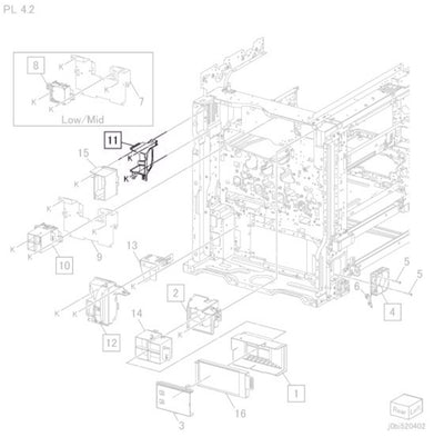 Fuji Xerox Toner Cartridge Exhaust Fan Assy, Mid/High, 054K54990